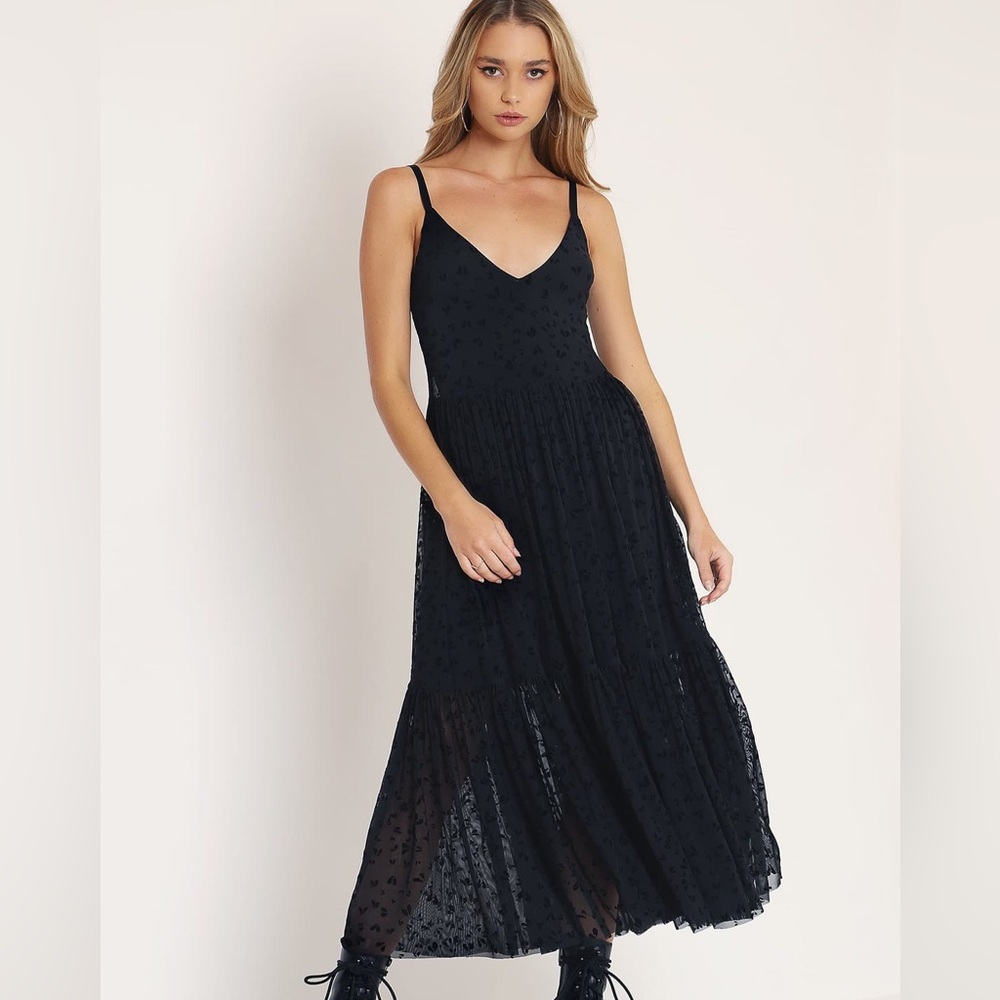 Blackmilk HEARTBREAKER SHEER MIDAXI DRESS